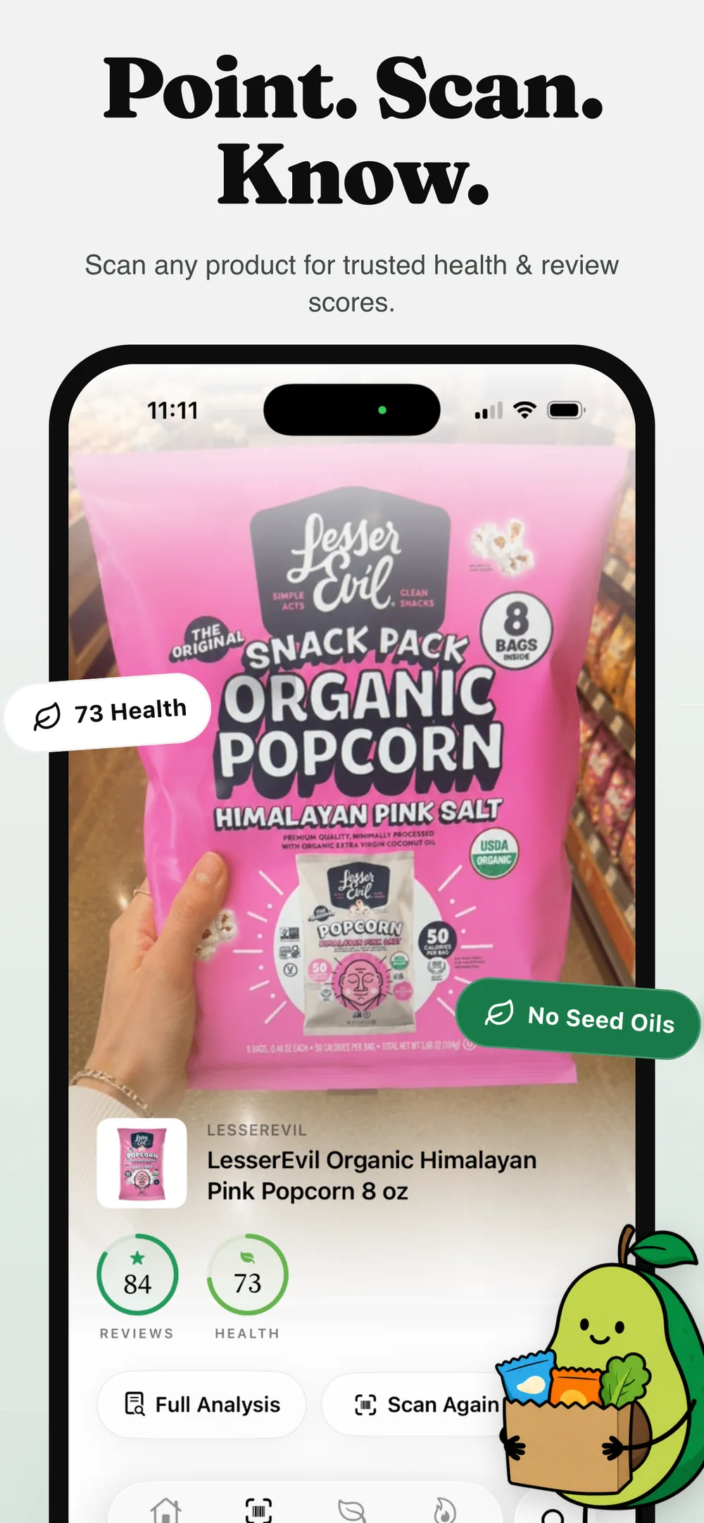 Scan a product and see Reviews and Health scores in the Reviews app