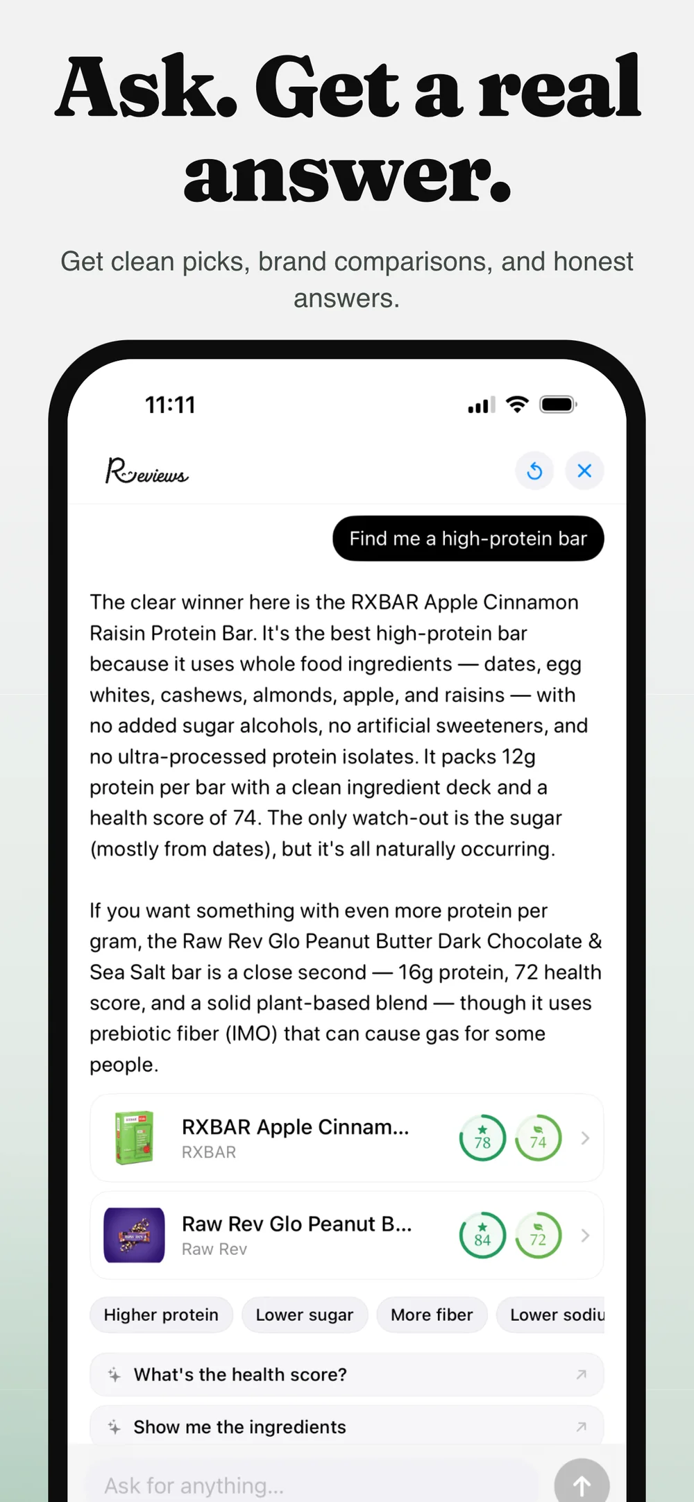 Ask Reviews for a product recommendation